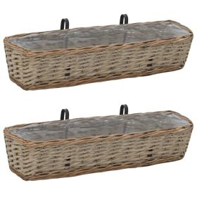 Balcony Planter 2 pcs Wicker with PE Lining 31.5"