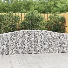 Arched Gabion Baskets 2 pcs 157.5"x11.8"x31.5"/39.4" Galvanized Iron