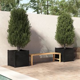 Garden Planters 2 pcs Black 23.6"x23.6"x23.6" Solid Wood Pine