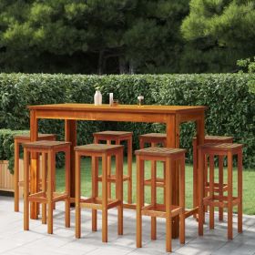 9 Piece Patio Bar Set Solid Wood Acacia