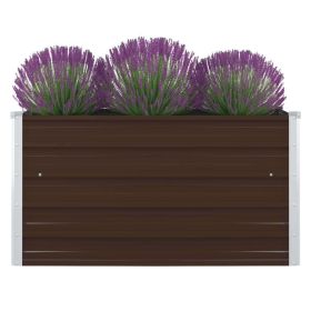 Raised Garden Bed 39.4"x39.4"x17.7" Galvanized Steel Brown