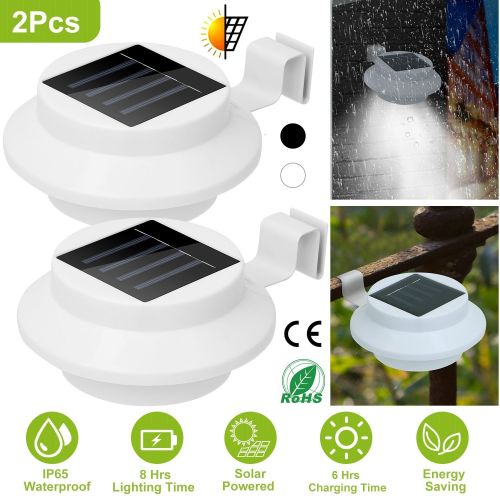 2Pcs Solar Powered Gutter Lights Outdoor IP65 Waterproof Dusk to Dawn Sensor Security Lamps 2Pcs Solar Powered Gutter Lights Outdoor IP65 Waterproof Dusk to Dawn Sensor Security Lamps