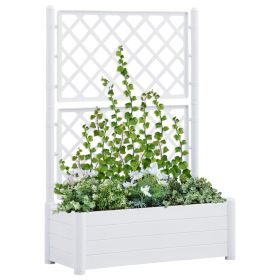 Garden Planter with Trellis 39.4"x16.9"x55.9" PP White