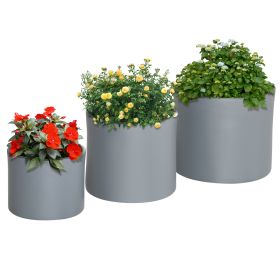 Set of 3 Outdoor Planter Set, 13/11.5/9in, MgO Flower Pots with Drainage Holes, Outdoor Ready & Stackable Plant Pot for Indoor, Entryway, Patio, Yard