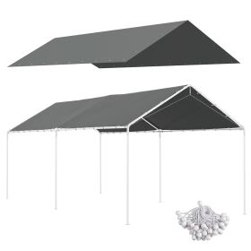 Outsunny 10' x 20' Carport Replacement Top Canopy Cover, UV Resistant and Water Resistant Car Port Portable Garage Tent Cover with Ball Bungee Cords