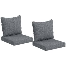 Outsunny 4-Piece Patio Chair Cushion and Back Pillow Set, Seat Replacement Patio, Cushions Set for Outdoor Garden Furniture, Gray