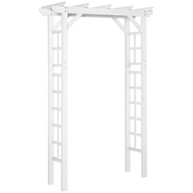 Outsunny 85" Wooden Garden Arbor for Wedding and Ceremony, Outdoor Garden Arch Trellis for Climbing Vines - White