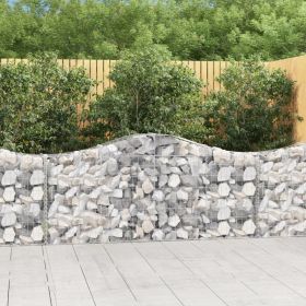 Arched Gabion Basket 78.7"x11.8"x31.5"/39.4" Galvanized Iron (Color: Silver)