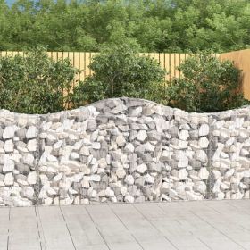 Arched Gabion Baskets 2 pcs 78.7"x11.8"x39.4"/47.2" Galvanized Iron (Color: Silver)