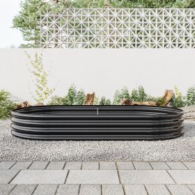 Raised Garden Bed Outdoor, Oval Large Metal Raised Planter Bed for for Plants, Vegetables, and Flowers - Black (Color: as Pic)