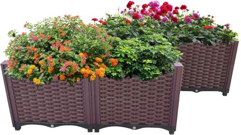 Plastic Raised Garden Bed, Set Planter Grow Boxes for Indoor & Outdoor Vegetable Fruit Flower Herb Growing Box (size: 4PCS-15 in H)