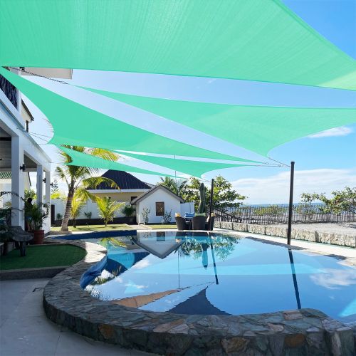 Artpuch Custom Size Turquoise Sun Shade Sail Triangle Canopy 185 GSM Durable Fabric UV Block Awning for Outdoor Patio Garden Backyard (Customized Avai Artpuch Custom Size Turquoise Sun Shade Sail Triangle Canopy 185 GSM Durable Fabric UV Block Awning for Outdoor Patio Garden Backyard (Customized Avai
